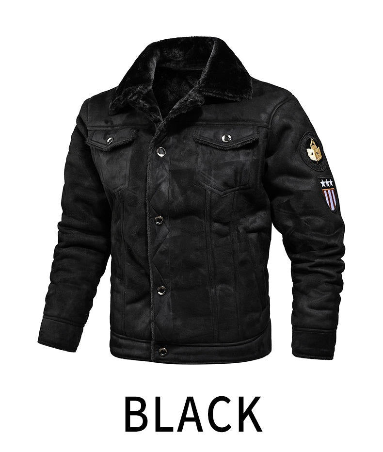 Herren Winterpelzmantel - Warme Fleece-Samt- &amp; weiche Leder-Thermojacke für draußen | 821 