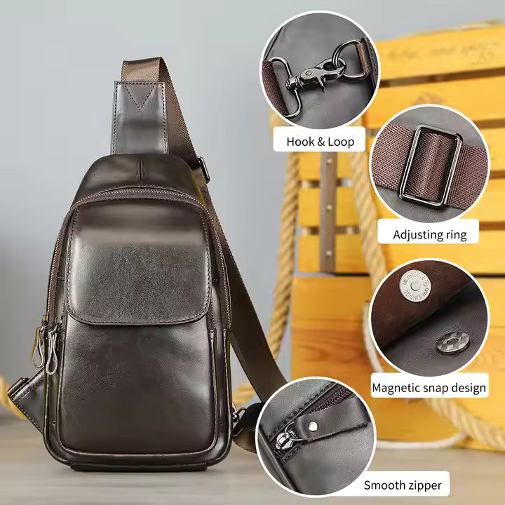 Premium Umhängetasche aus echtem Rindsleder für stilvolles und funktionales Tragen | 7589 