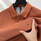 Herren Langarm Poloshirt Business Casual Baumwoll T-Shirt mit gesticktem Revers Design | DS 