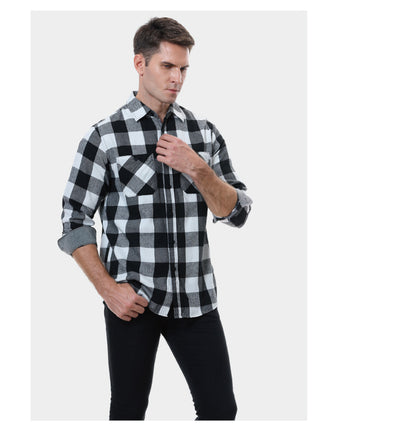 Men's Plaid Flannel Grinding Warm Shirt – European & American Casual Style | flr