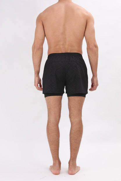 Short d'été 2 en 1 en polyester à séchage rapide pour homme, short de jogging, d'entraînement, de course à pied, de gym | DK-903 