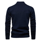 Herren-Pullover aus Baumwolle mit Viertelreißverschluss – Poloshirt aus einfarbigem Strick mit Stehkragen | ZSW-03 
