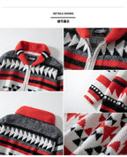 Herren-Strickjacke mit Reißverschluss, europäischer und amerikanischer Jacquard-Pullover mit langen Ärmeln und Revers | SY0012 
