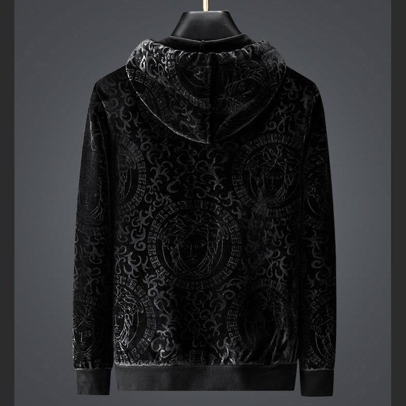 Hochwertiger, warmer, vielseitiger 2-teiliger Sportanzug mit Kapuze aus Samtstoff | 2091 