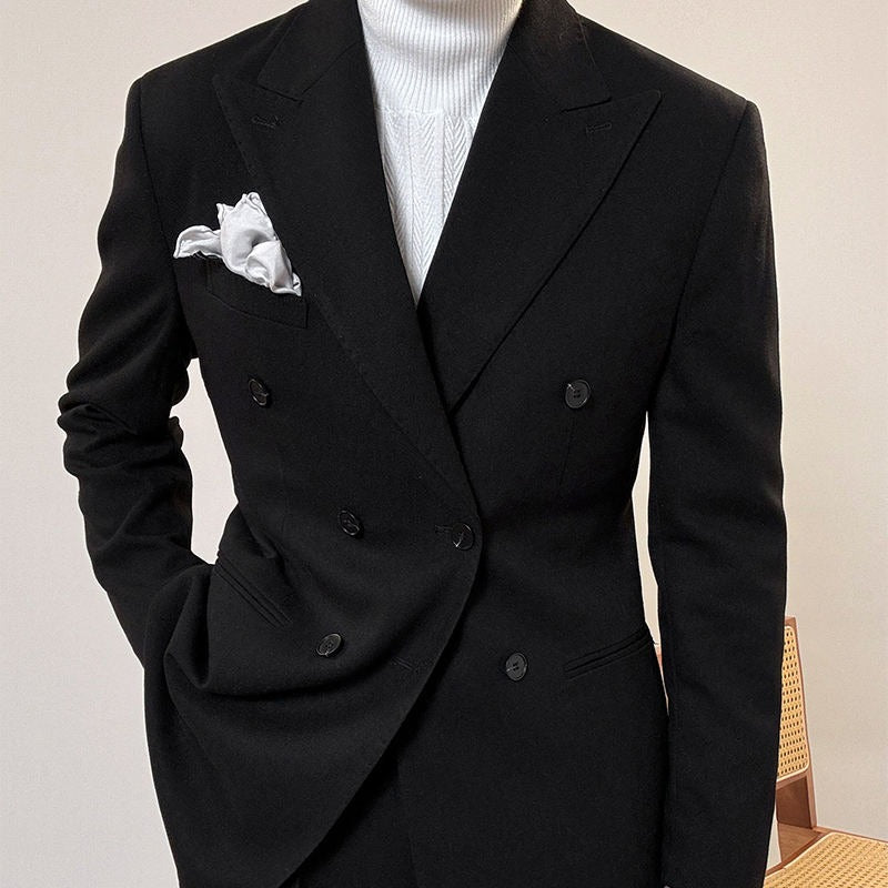 Hochwertiger italienischer zweireihiger Herrenanzug mit Reverskragen, leger, formell, 2-teilig, Anzugjacke und Hose | JSN692 