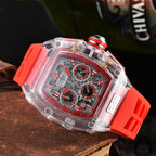 Herren Luxus Beste Sportuhr Transparentes Gehäuse Chronograph Neue Geschenkuhren | 