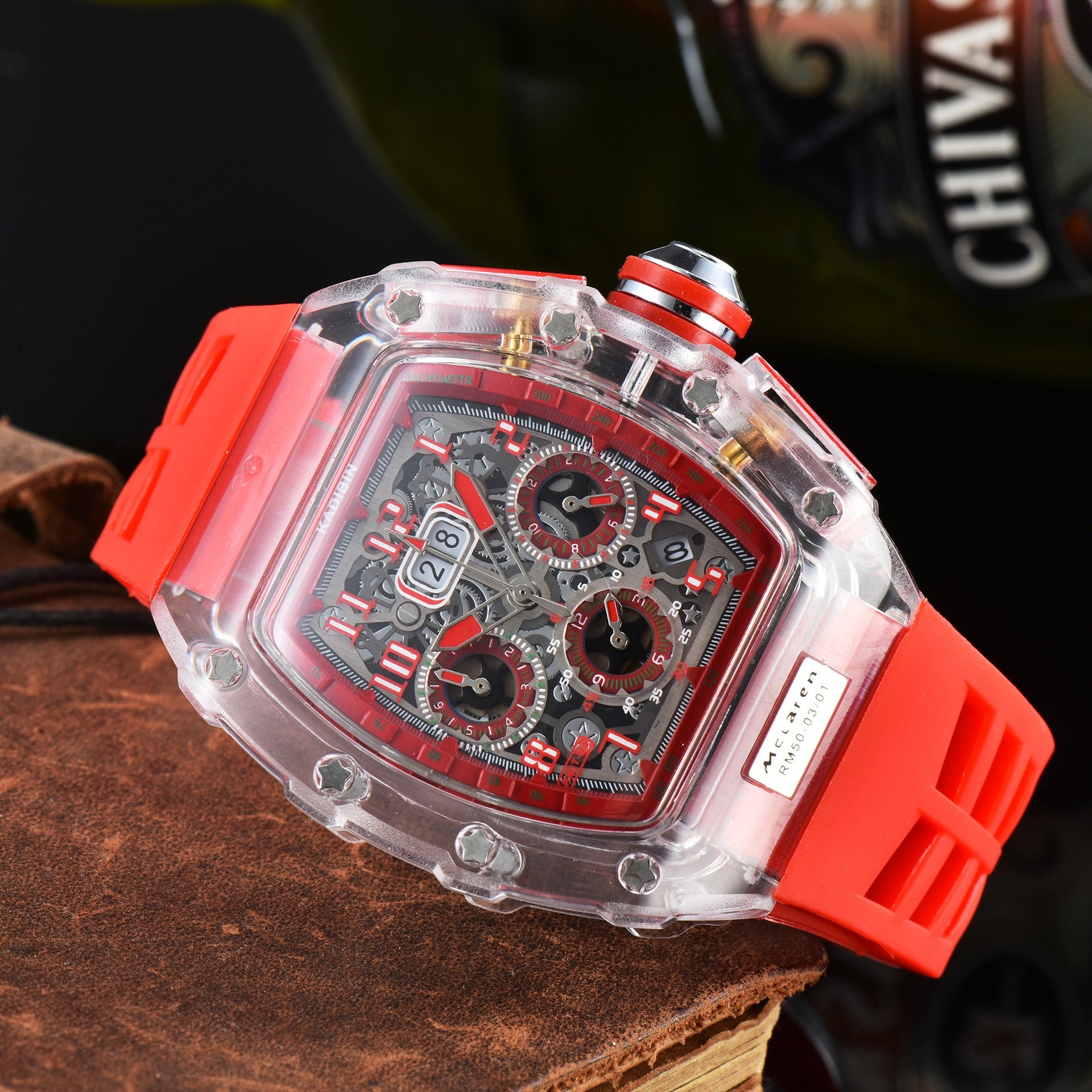Herren Luxus Beste Sportuhr Transparentes Gehäuse Chronograph Neue Geschenkuhren | 