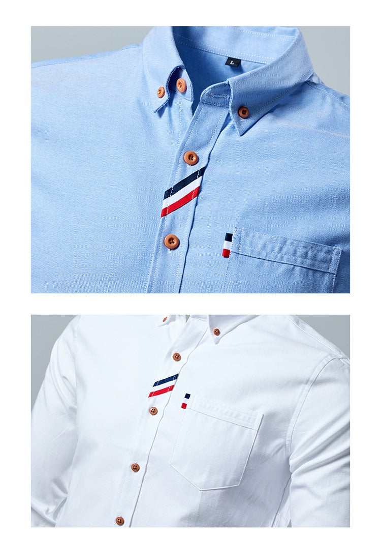 Herren Business Casual Langarmhemd Einfarbig Slim Fit Hemd 