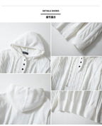 Herren-Strickwaren, gedrehter Kordelzug, Kapuzenpullover, 7-Nadel-Woll-Sweatshirtjacke | SY0139 