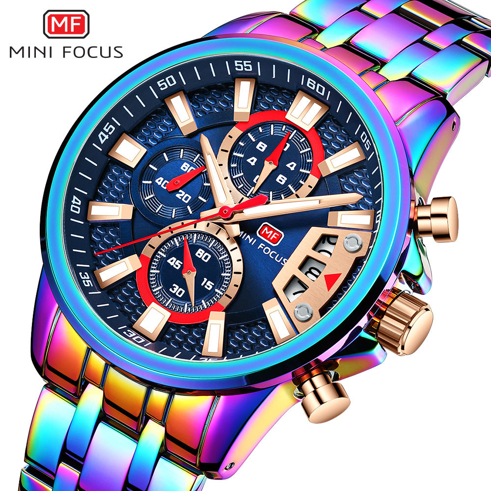 Herren Edelstahl Uhren Chronograph Uhr Luxus Leuchtende Quarz Armbanduhr | MF0352G 