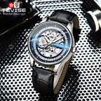 Herren Skelett Automatik Mechanische Uhr Lederarmband Uhr Top Armbanduhr | T836D 
