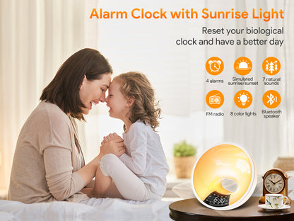 Smart Sleep Light Bluetooth Speaker Sunrise Simulation Alarm Clock with Radio & Sleep Aid Features | EH-A90