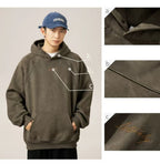 Unisex Kapuzenpullover aus schwerem Wildleder im Retro-Stil im amerikanischen Stil für Herbst und Winter | Locker sitzender Hoodie | L3848 