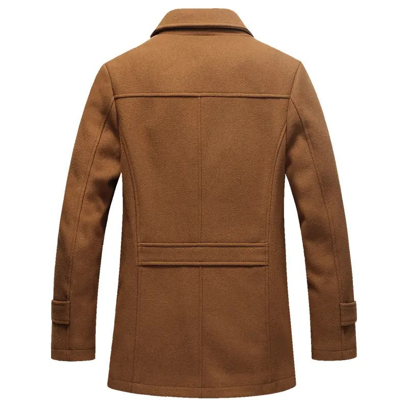 Herren Winter Pea Coat Lässiger Woll-Trenchcoat Einreihige Kurze Wolljacke | 1303 