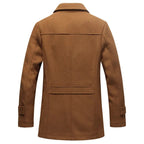 Herren Winter Pea Coat Lässiger Woll-Trenchcoat Einreihige Kurze Wolljacke | 1303 