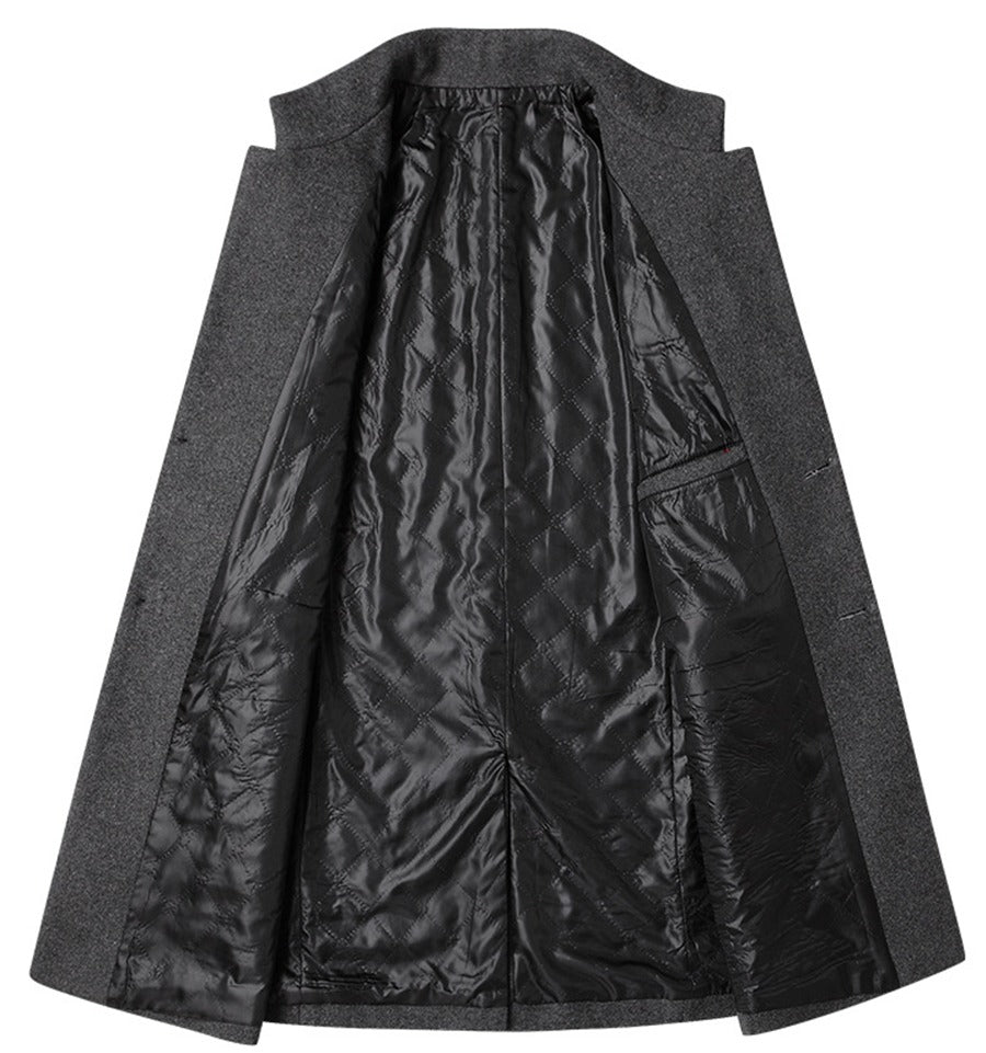 Klassischer Wollmantel für Herren, dicker, mittellanger Trenchcoat aus hochwertiger Wolle und Mischgewebe | 2811 