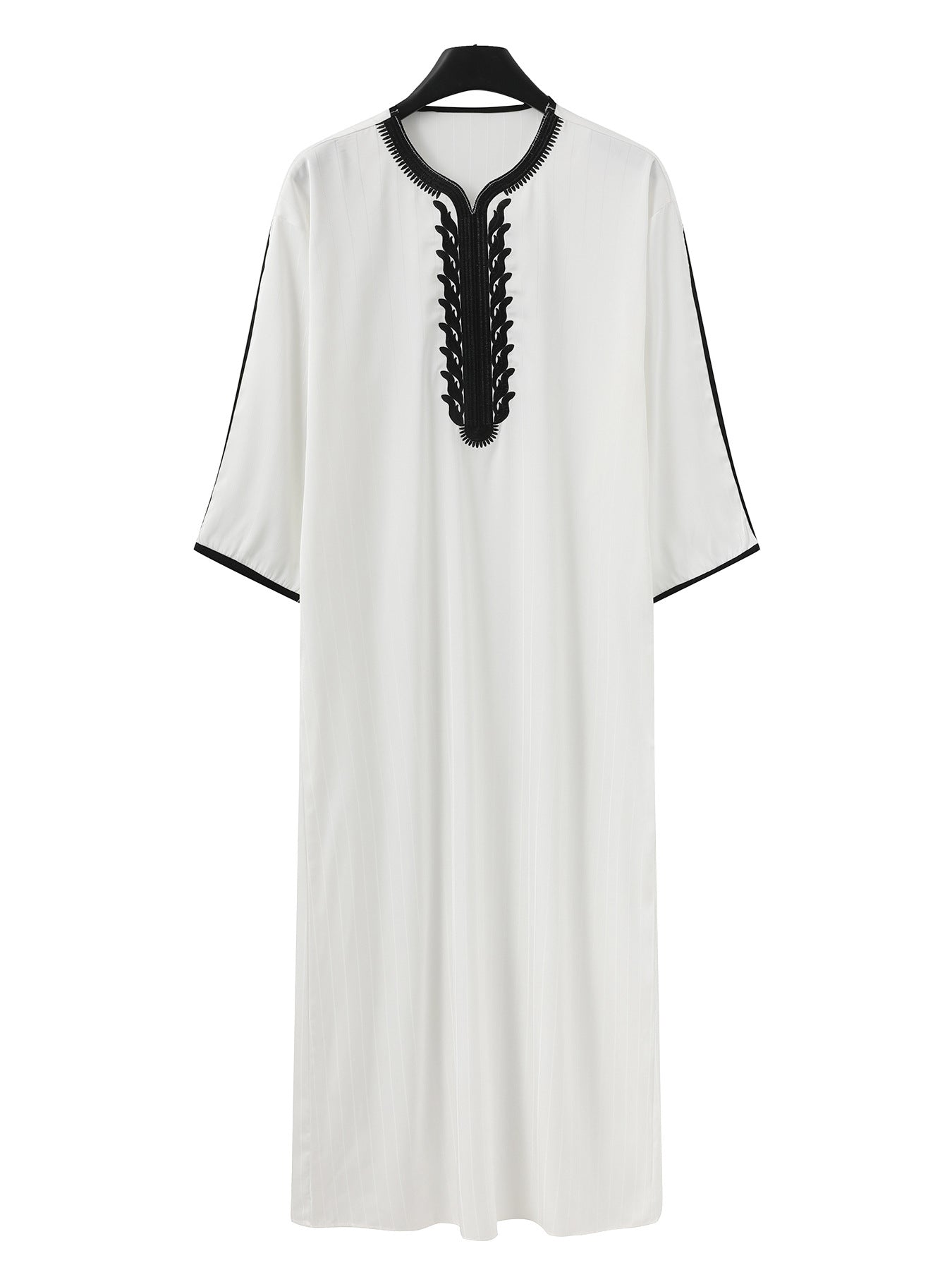 Lockerer muslimischer Herrenmantel mit Stickerei und langen Ärmeln, islamischer Abaya, Ramadan- und Eid-Outfits | 1134997 
