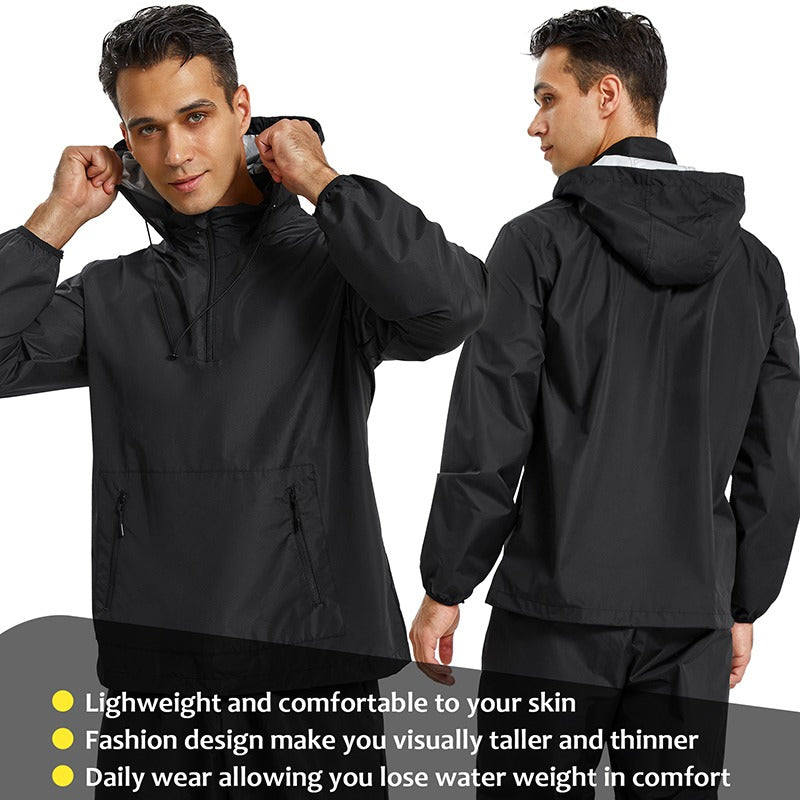 Men Workout Sweat Suit Jacket Fat Burner Top Sauna Sweat Suits Hooded Jacket | 1.1