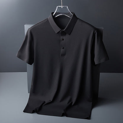 Herren Sommer Nahtloses T-Shirt Aus Eisseide Einfarbig Kurzarm Lässiges Stretch-Poloshirt | Y678 
