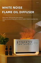 Neues, schickes Design, 200 ml, Babypflege, Schlafsimulation, 3D-Feuerlampe, Flamme, weißes Rauschen, USB-Musik, Diffusor für ätherische Öle | VR-WN03 