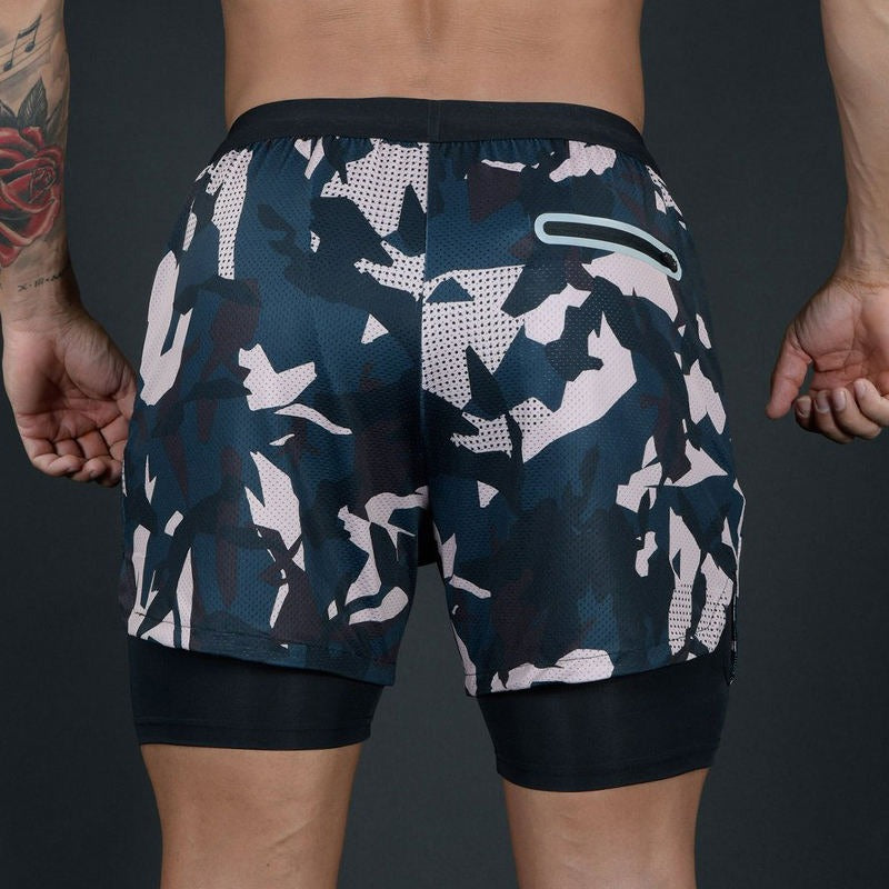 Atmungsaktive, schnell trocknende Basketball-Shorts für Herren, hochelastisch, Trainingsshorts mit Innentaschen, Turnshorts | DK45 