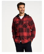 Dickes kariertes Flanellhemd mit Kapuze für Herren im europäischen und amerikanischen Stil, warm und locker geschnitten | S02 