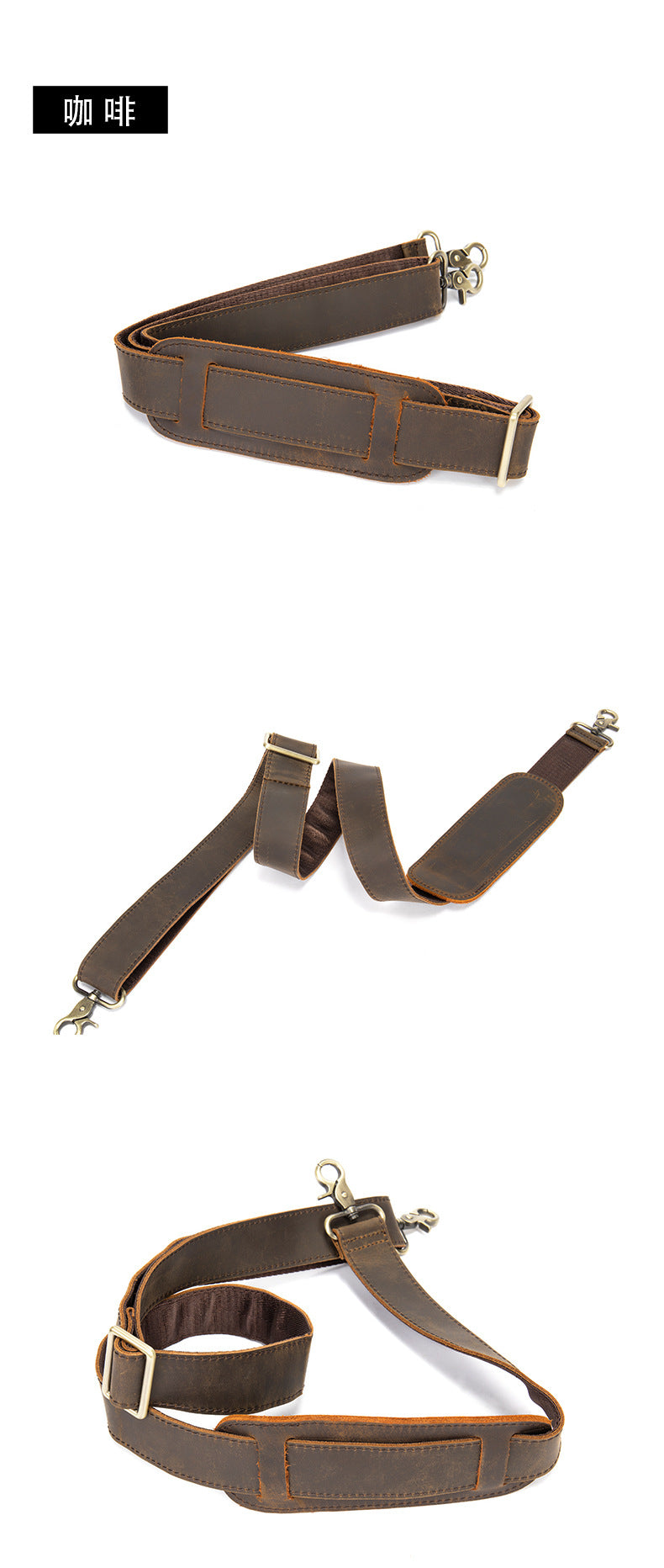 Taschengurt aus echtem Leder, verstellbar, Ersatz-Schultergurt, universelle Drehhaken für Messenger-Laptoptaschen | JD105 