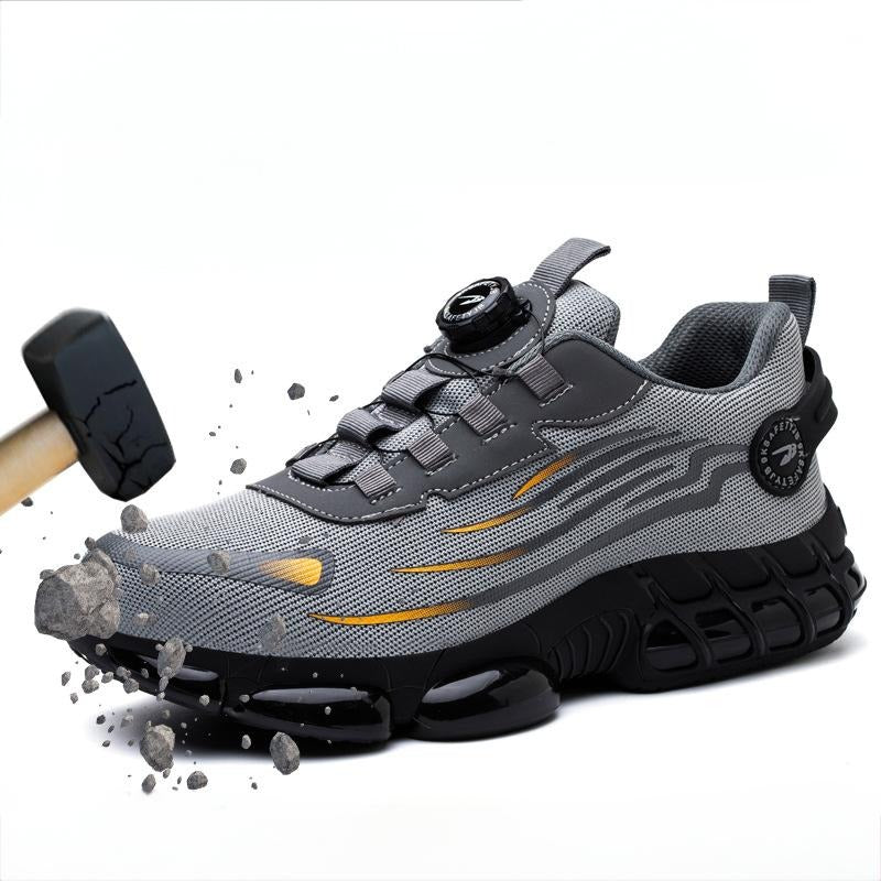 Leichte Sicherheitsschuhe mit Stahlkappe für Herren, Arbeitssneaker, gedrehter Knopf, leicht zu tragen, Baustiefel, atmungsaktive Sportschuhe 