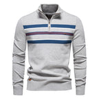 Winter-Rollkragenpullover aus Baumwolle mit Stehkragen, gerippter Business-Streifen für Herren | SW155 