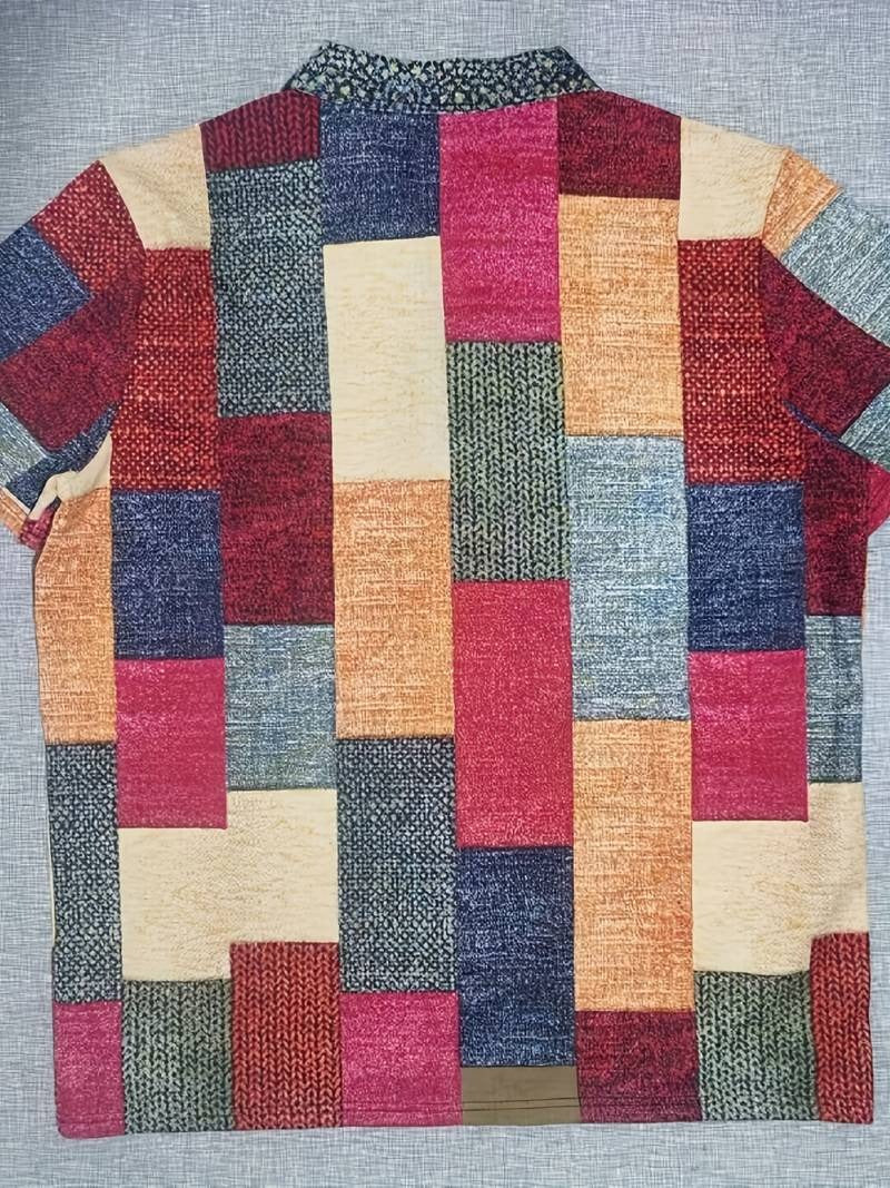 Lässiges, trendiges Herrenhemd mit Karomuster und Knopfleiste, kurzärmelig, leicht | 07019 