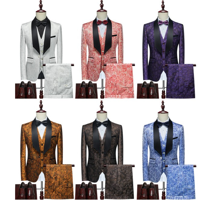 Completo da uomo 3 pezzi smoking set motivo floreale qualità premium blazer gilet e pantaloni set 3 pezzi festa di nozze e occasioni festive | 802 