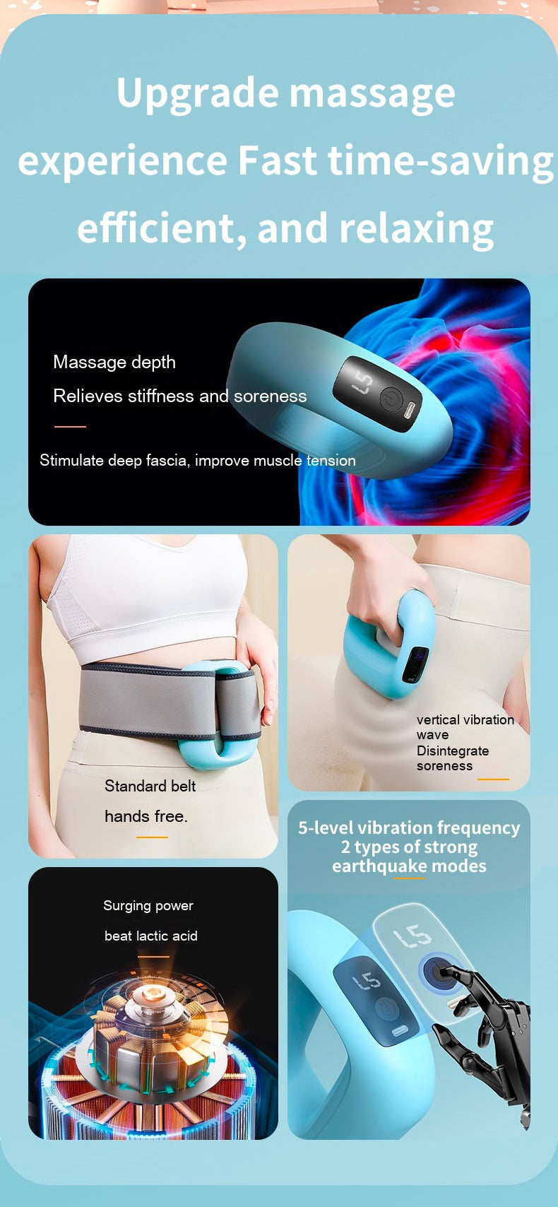 Neues Taillen-Rückenmassagegerät, Ganzkörper-Schlankheitsmassagegerät, Vibrationsgürtel, Massagering | J15A 
