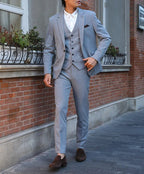 Sharp &amp; Tailored Herren 3-teiliges Slim Fit Einreihiger Anzug Blazer Hochzeit Business Anzughose und Weste Set | HC69 