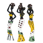 Heimdekor-Bastelset aus Kunstharz, 3-teilig, afrikanische Damenfigur, Statuen, dekorative Sammlerstücke | RRW001 