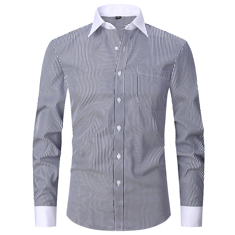 Herren Langarmhemd Gestreift Business Einfarbig Arbeit Formal Freizeithemd | FS05 