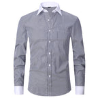 Herren Langarmhemd Gestreift Business Einfarbig Arbeit Formal Freizeithemd | FS05 
