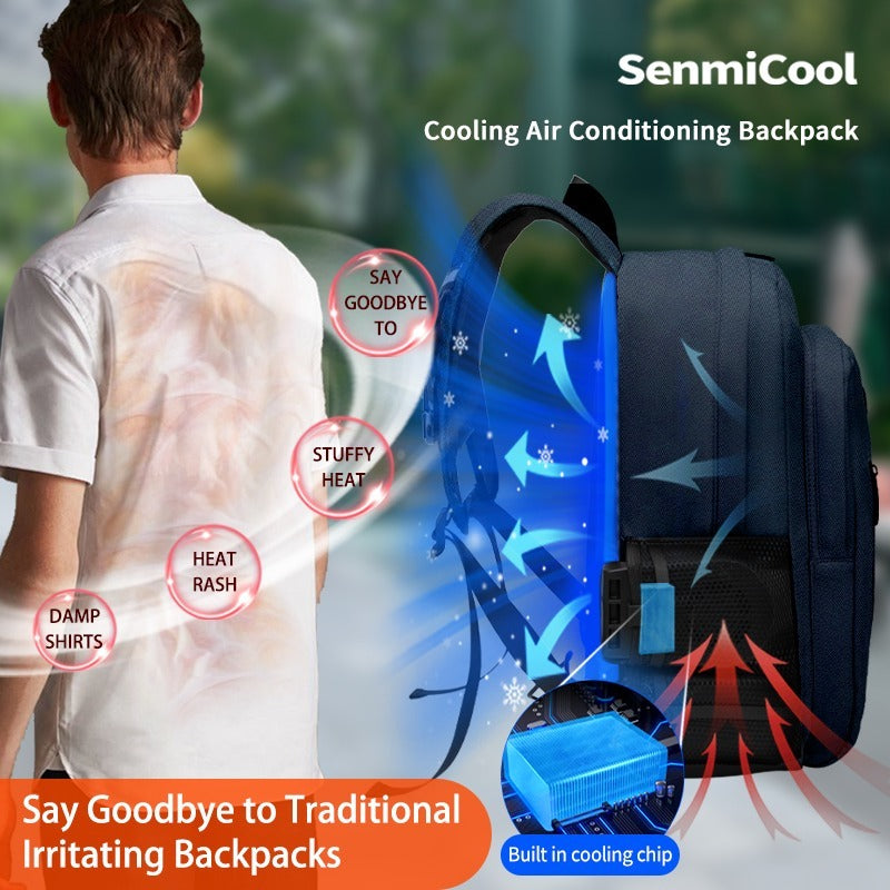 SenmiCool 30L Outdoor-Sommer-AC-Rucksack mit Halbleiter-Mini-Klimaanlage und Ventilator für Wandern, muslimische Pilgerfahrt, Hadsch, Umrah, Reisen und Bergsteigen 