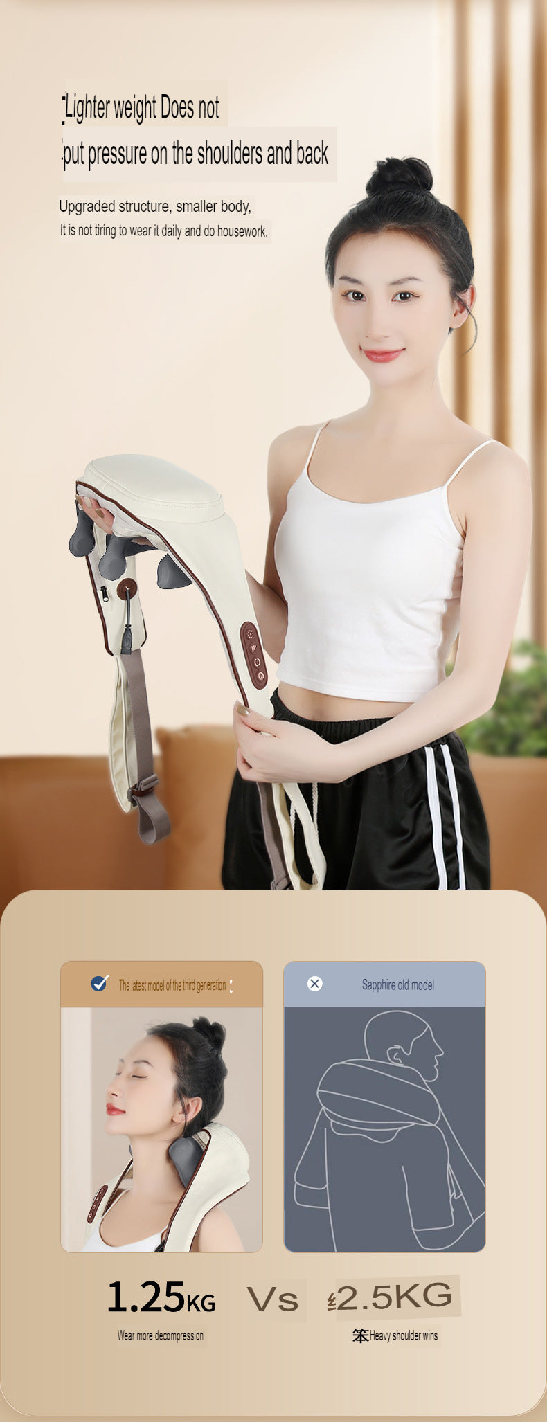 Knetendes Shiatsu M-förmiges Nacken-Schulter-Massagegerät mit Infrarot-Heizung Nacken-Schulter-Massagegerät | R8 