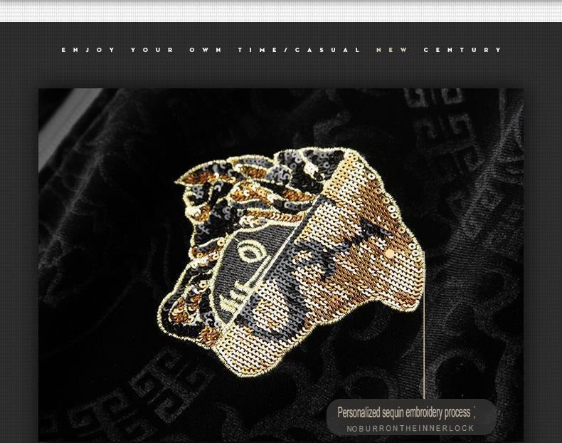 Hochwertiger, warmer, vielseitiger 2-teiliger Sportanzug mit Kapuze aus Samtstoff | 2091 