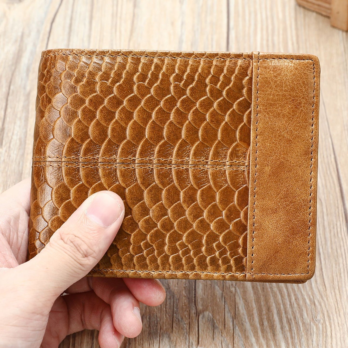 RFID Anti-Theft Leather Wallet Short Cowhide Bifold Design with Multi-Card Slots & Coin Pocket for Men | 8064