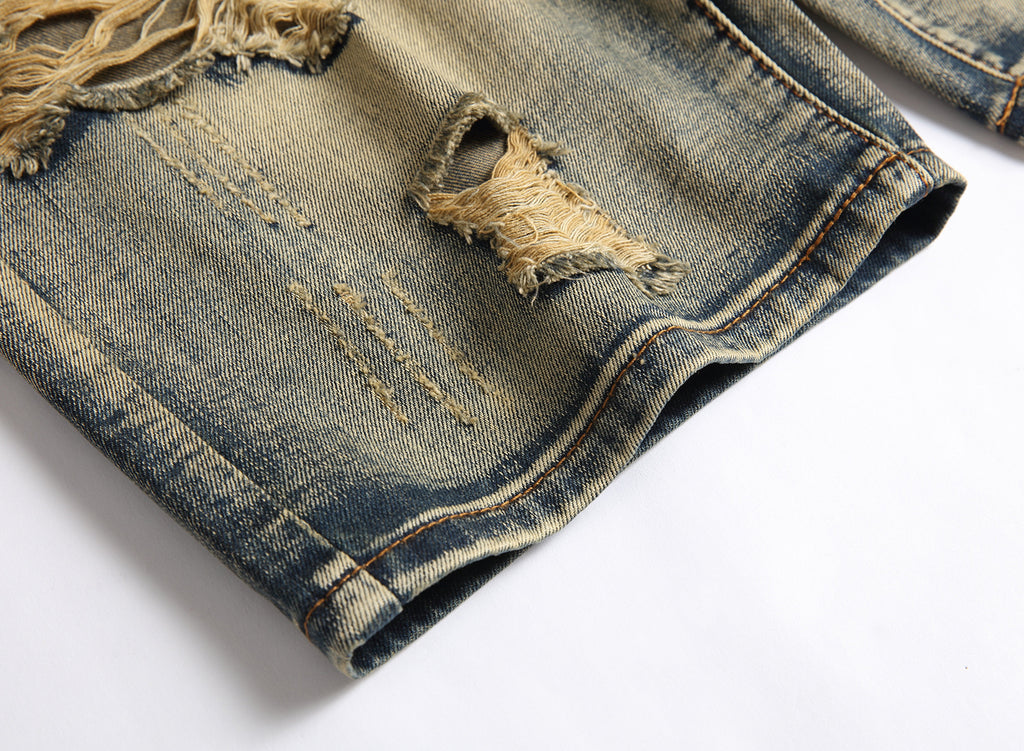 Herrenmode Zerrissene Kleidung Bermuda Sommer Baumwolle Atmungsaktive Jeansshorts | 861 