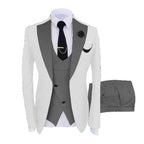 Herrenanzug, 3-teilig, maßgeschneidert, zweifarbig, für den Bräutigam, Hochzeit, Slim Fit, Blazer, Jacke, Weste, Hose, Smoking | LR908 
