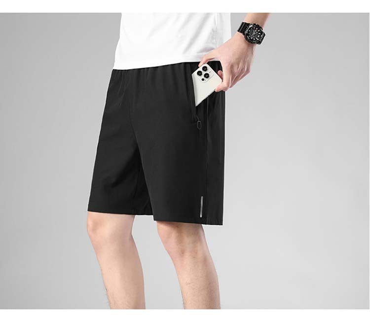 Schnelltrocknende Sportshorts für Herren im Sommer mit Reißverschlusstaschen, atmungsaktiv, leicht und bequem, mit Kordelzug | 8907 