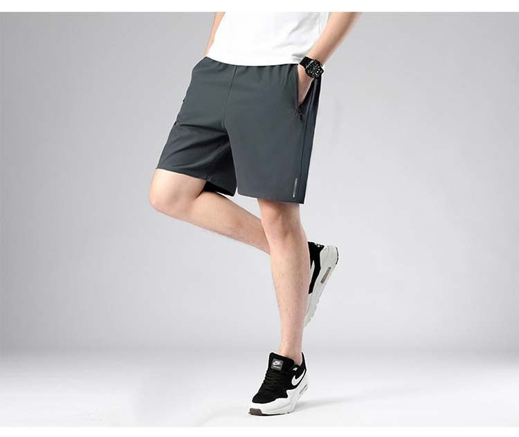 Schnelltrocknende Sportshorts für Herren im Sommer mit Reißverschlusstaschen, atmungsaktiv, leicht und bequem, mit Kordelzug | 8907 