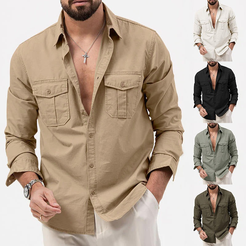 Camicia cargo tattica a maniche lunghe, casual, militare, con bottoni, da esterno | YZ-2