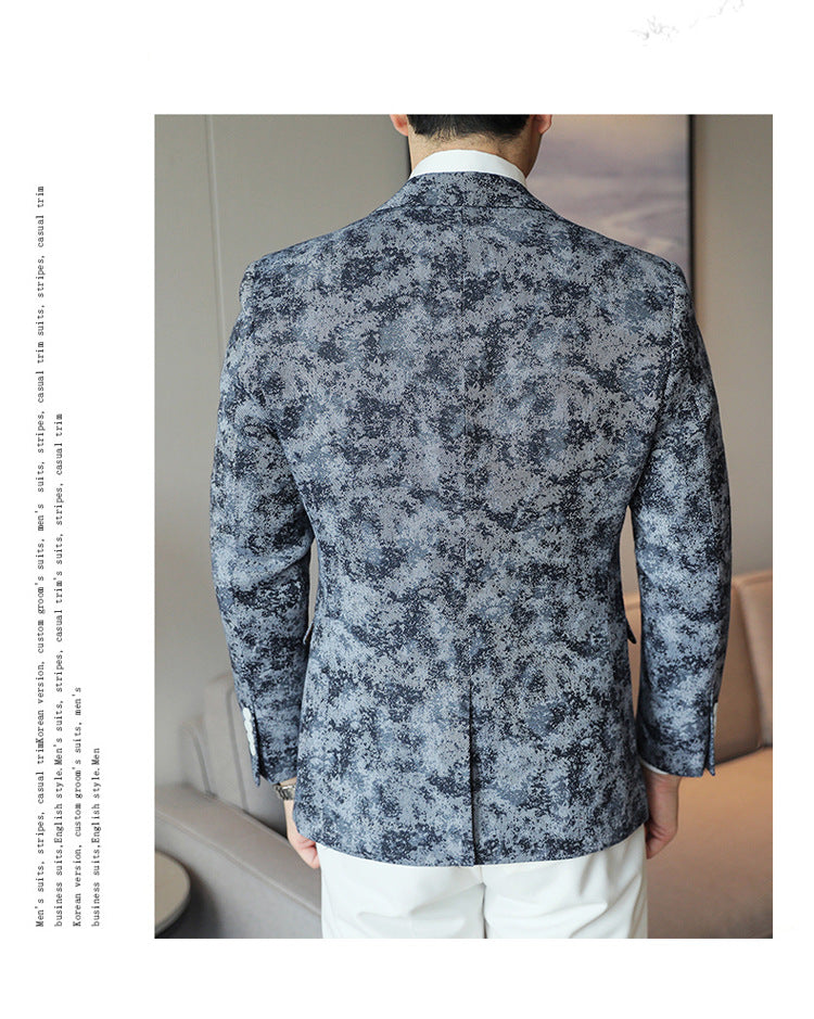 Men's Camouflage Print Slim Fit Blazer | Korean Style Single-Breasted Casual Sport Coat | DX6955