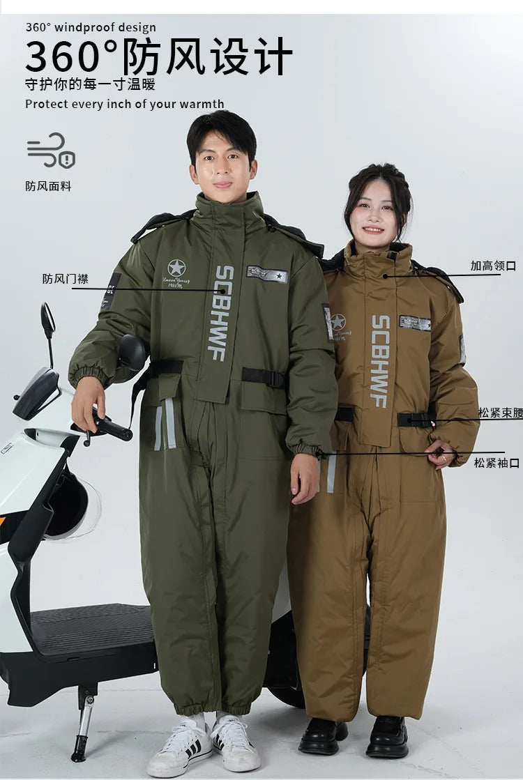 Men's & Women's Winter Ski Suit | Waterproof Windproof Fleece Jumpsuit | Cold Weather Motorcycle Riding Suit | 807