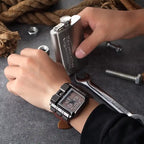 Herrenarmbanduhr Militär Armee Quadratisch Großes Zifferblatt Uhr Sport Lederarmband Quarzuhr | 3364 