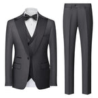 3-teiliger Herrenanzug mit Kragen für Hochzeitsfeiern und formelle Smokings, Jacke mit Hose, Weste, Anzug-Sets | 701 