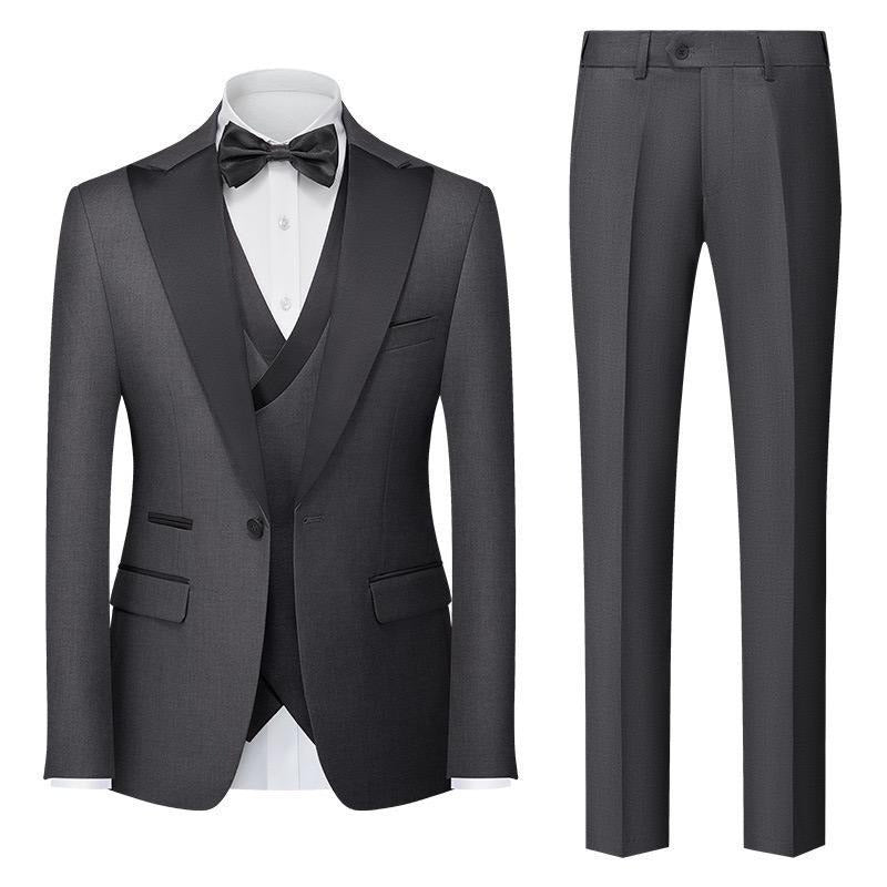 Completo da uomo a 3 pezzi con colletto per feste di matrimonio e smoking formale, giacca con pantaloni e gilet | 701 